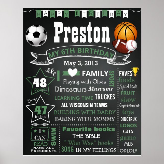 Poster Sinal de conselho de giz de aniversário do Sport B (Frente)