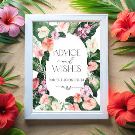 Poster Sinal de Conselho e Desejos de Floral Tropical