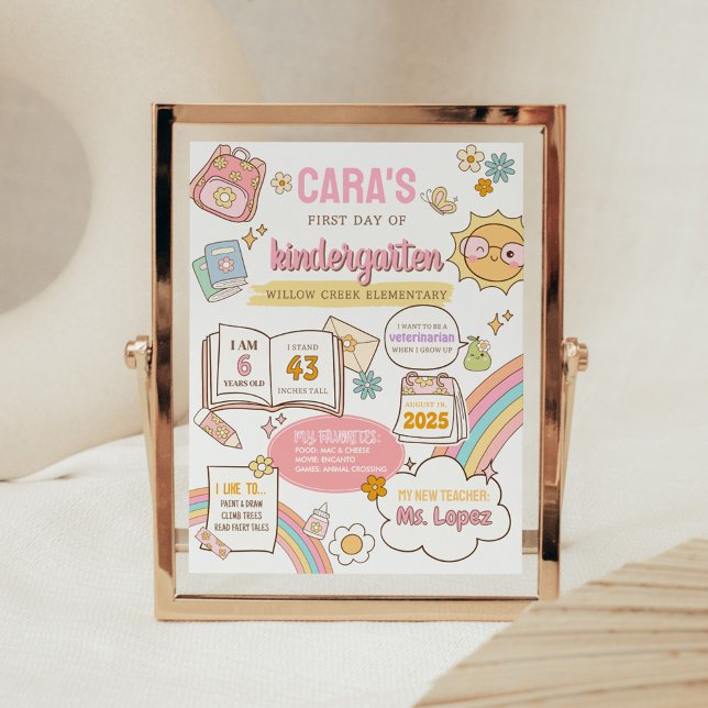 Poster Sinal de Conselho no Primeiro Dia de Volta à Escol (Back to School First Day Board Sign)