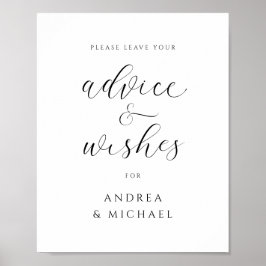 Poster Sinal de Conselho para Desejos de Casamento Elegan