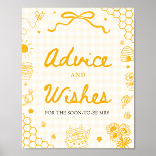 Poster Sinal de Conselhos e Desejos do Abelha Mel Gingham