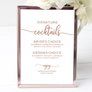 Poster Sinal de Coquetéis com Assinatura em Rose Gold par
