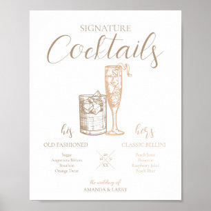 Poster Sinal de Coquetéis Especiais de Casamento em Cor N