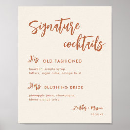 Poster Sinal de Coquetéis Especiais para Casamento Boho n