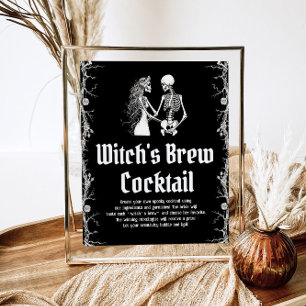 Poster Sinal de coquetel Brew da bruxa do Halloween