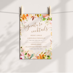 Poster Sinal de coquetel de assinatura floral do jardim d