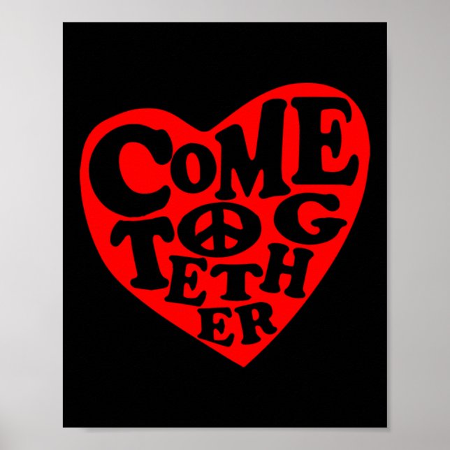 Poster Sinal de Coração de Paz Juntos (Frente)