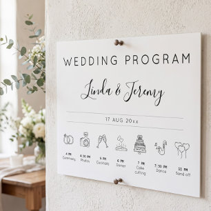 Poster Sinal de Cronograma de Eventos de Casamento Minima