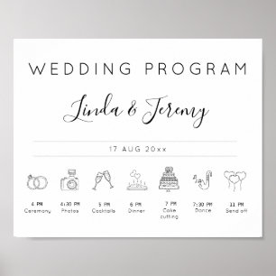 Poster Sinal de Cronograma de Eventos de Casamento Minima