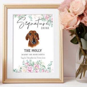 Poster Sinal de Dachshund Dog Signature Drink