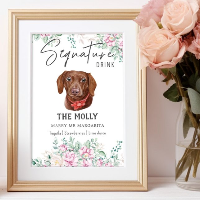 Poster Sinal de Dachshund Dog Signature Drink (Criador carregado)