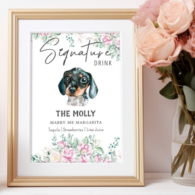 Poster Sinal de Dachshund Dog Signature Drink (Criador carregado)