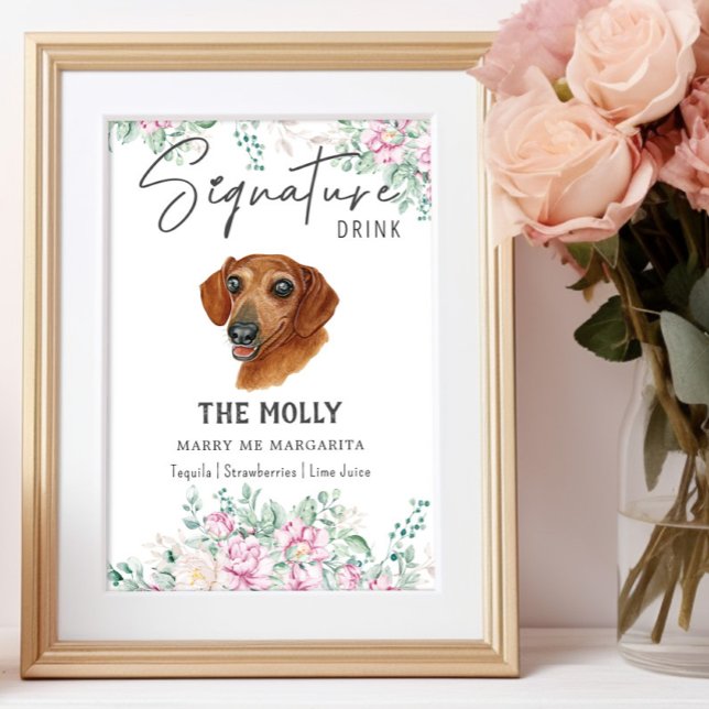 Poster Sinal de Dachshund Dog Signature Drink (Criador carregado)