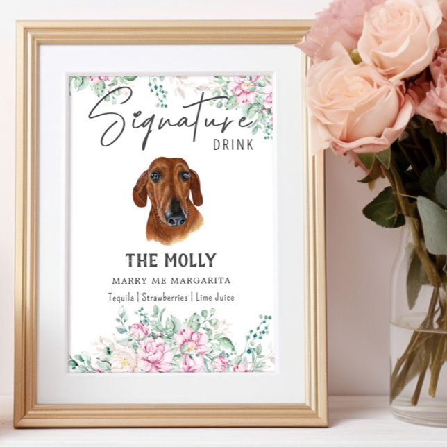 Poster Sinal de Dachshund Dog Signature Drink (Criador carregado)