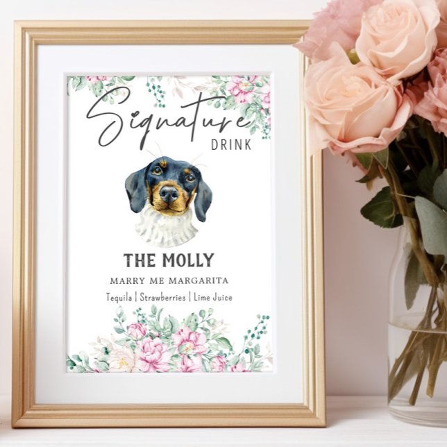 Poster Sinal de Dachshund Dog Signature Drink (Criador carregado)