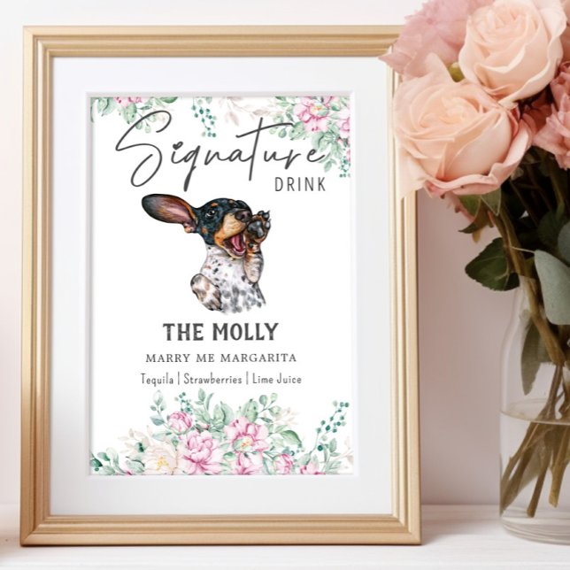 Poster Sinal de Dachshund Dog Signature Drink (Criador carregado)