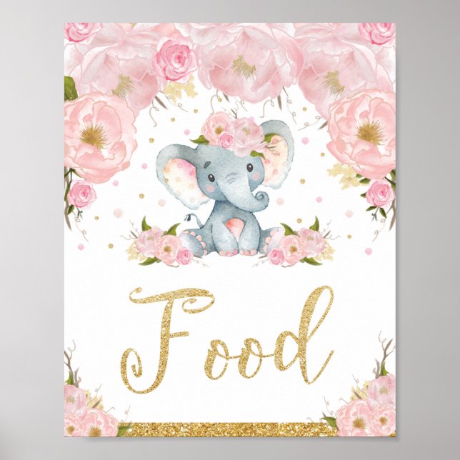 Poster Sinal de Decoração de Comida para Chás de Bebê com (Frente)