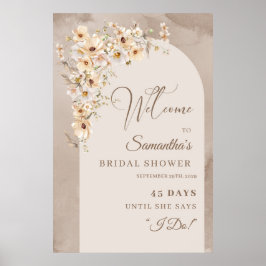 Poster Sinal de descida da Contagem de Brides floral neut