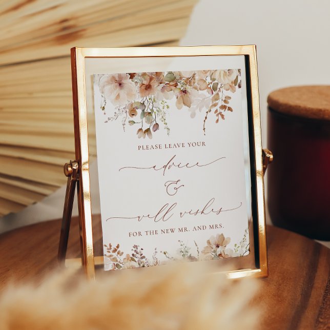 Poster Sinal de desejo e conselho floral de boho neutro r (Criador carregado)