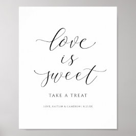 Poster Sinal de deserto de casamento Amor é doce Buffet d