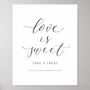 Poster Sinal de deserto de casamento Amor é doce Buffet d