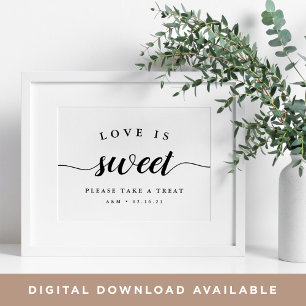 Poster Sinal de Deserto de Casamento de Caligrafia Preta