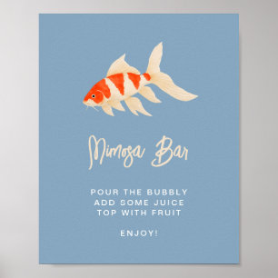 Poster Sinal de despedida de solteira com carpa de aquare
