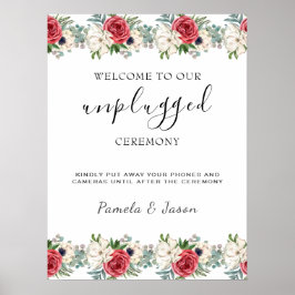 Poster Sinal de desplugado Floral de Aquarela do Jardim d