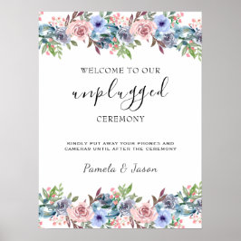 Poster Sinal de desplugado Floral de Aquarela do Jardim d