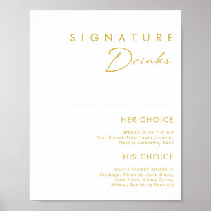 Poster Sinal de Dígidas de Assinatura de Fonte Dourada M