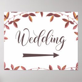 Poster Sinal de direção de casamento seta para a direita 