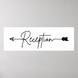Poster Sinal de direção de recepção, sinal de seta de