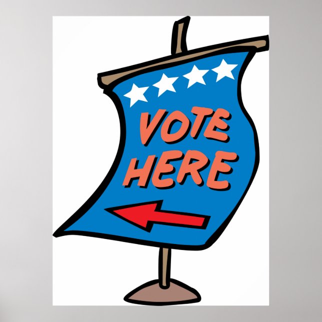 Poster Sinal de Direção para Votar Aqui (Frente)