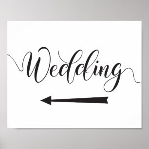 Poster Sinal de Direções de Casamento - Seta para a Esque