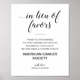Poster Sinal de Doação de Casamento em Lugar de Favores E