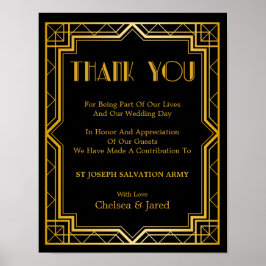 Poster Sinal de Doação de Casamento | Gatsby Art Deco