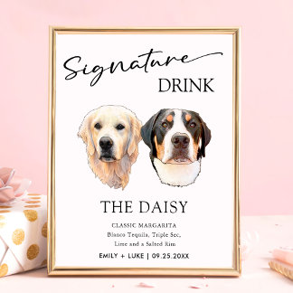 Poster Sinal de Dobra de Assinatura de Casamento Pet do c