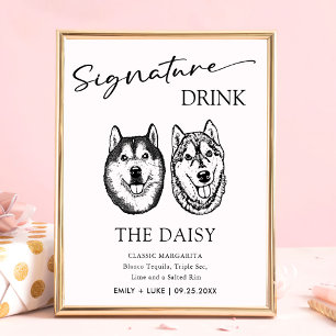 Poster Sinal de Dobra de Assinatura de Casamento Pet do c