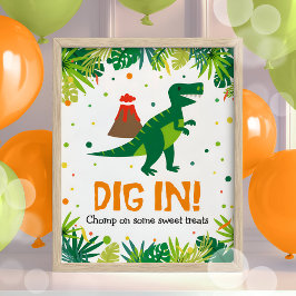 Poster Sinal de Doce Comida do Partido Dinossauro