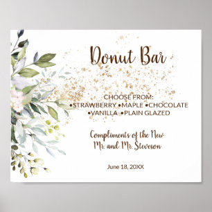 Poster Sinal de Doces Barra de Donut Casamento Herbal