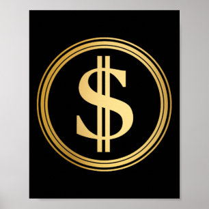 Poster Sinal de Dólar Dourado D.o.g.e. 4 de Julho