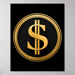 Poster Sinal de Dólar Dourado D.o.g.e. 4 de Julho de 1776
