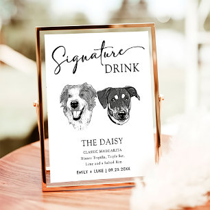 Poster Sinal de Dor de Assinatura de Casamento de Cachorr