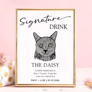 Poster Sinal de Dor de Assinatura de Casamento de Gato Ne