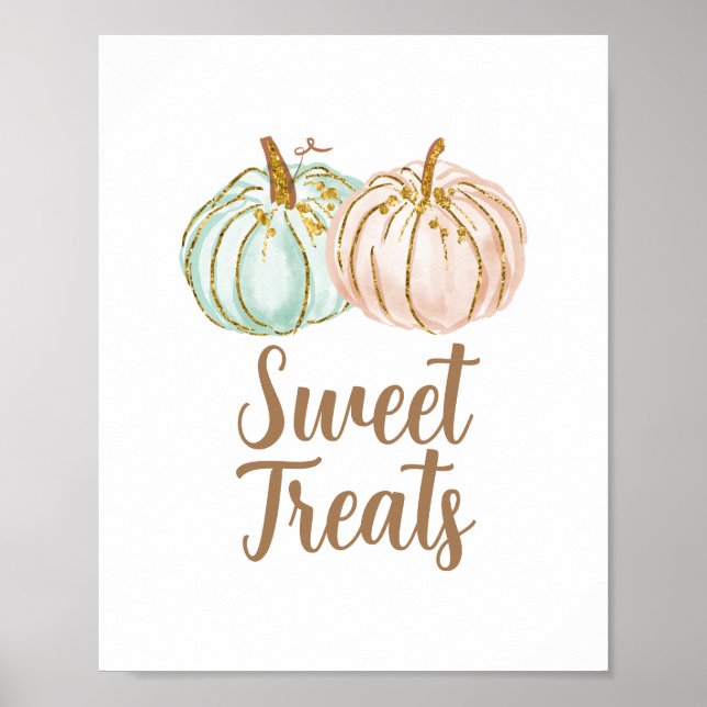 Poster Sinal de Dourado Doce da Mint e da Pumpkin Pumpkin (Frente)