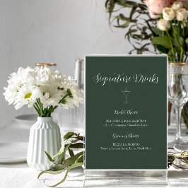 Poster Sinal de Dusky Green & White Signature