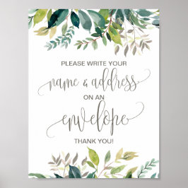 Póster Sinal de Endereço de Envelope de Folhagem