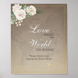 Poster Sinal de entrada de casamento com mapa rústico