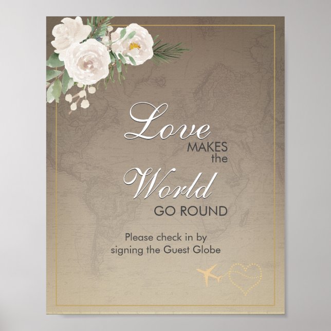 Poster Sinal de entrada de casamento com mapa rústico (Frente)