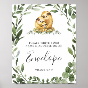 Poster Sinal de Envelope de Endereço do Chá de fraldas 